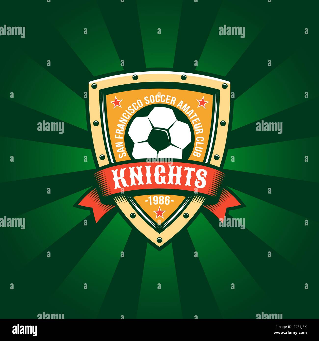 Vorlage mit Logo in Fußballfarbe Stock Vektor