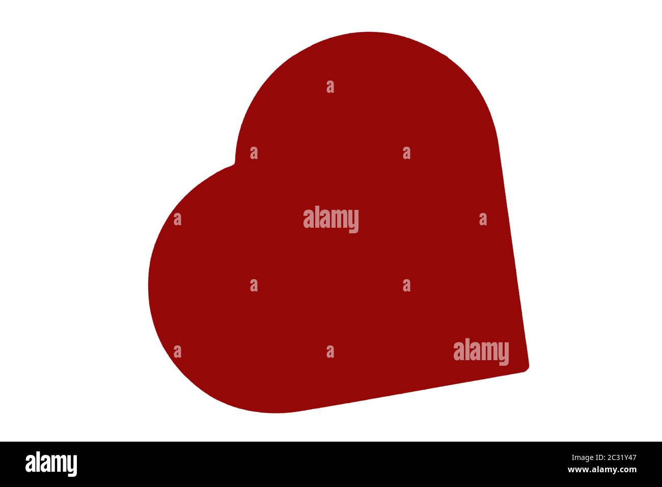 Rotes Herz isoliert. Close-up ein rotes Herz aus Papier isoliert auf einem weißen Hintergrund. Design Element als Symbol für Liebe für Karten von Valentine, Hochzeit, h Stockfoto