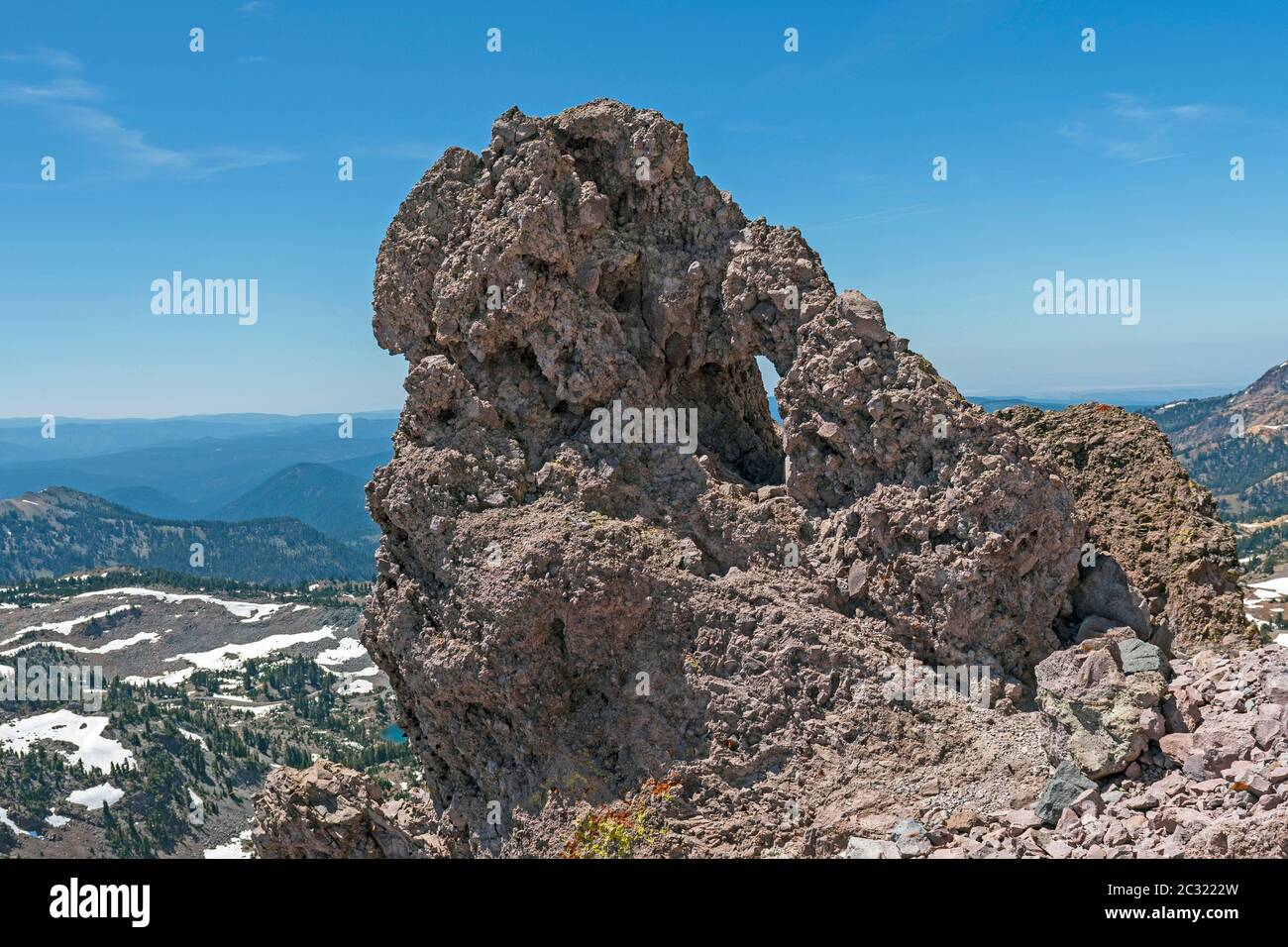 Lavabildung auf dem Vulkan Mt Lassen im Lassen Volcanic National Park in Kalifornien Stockfoto