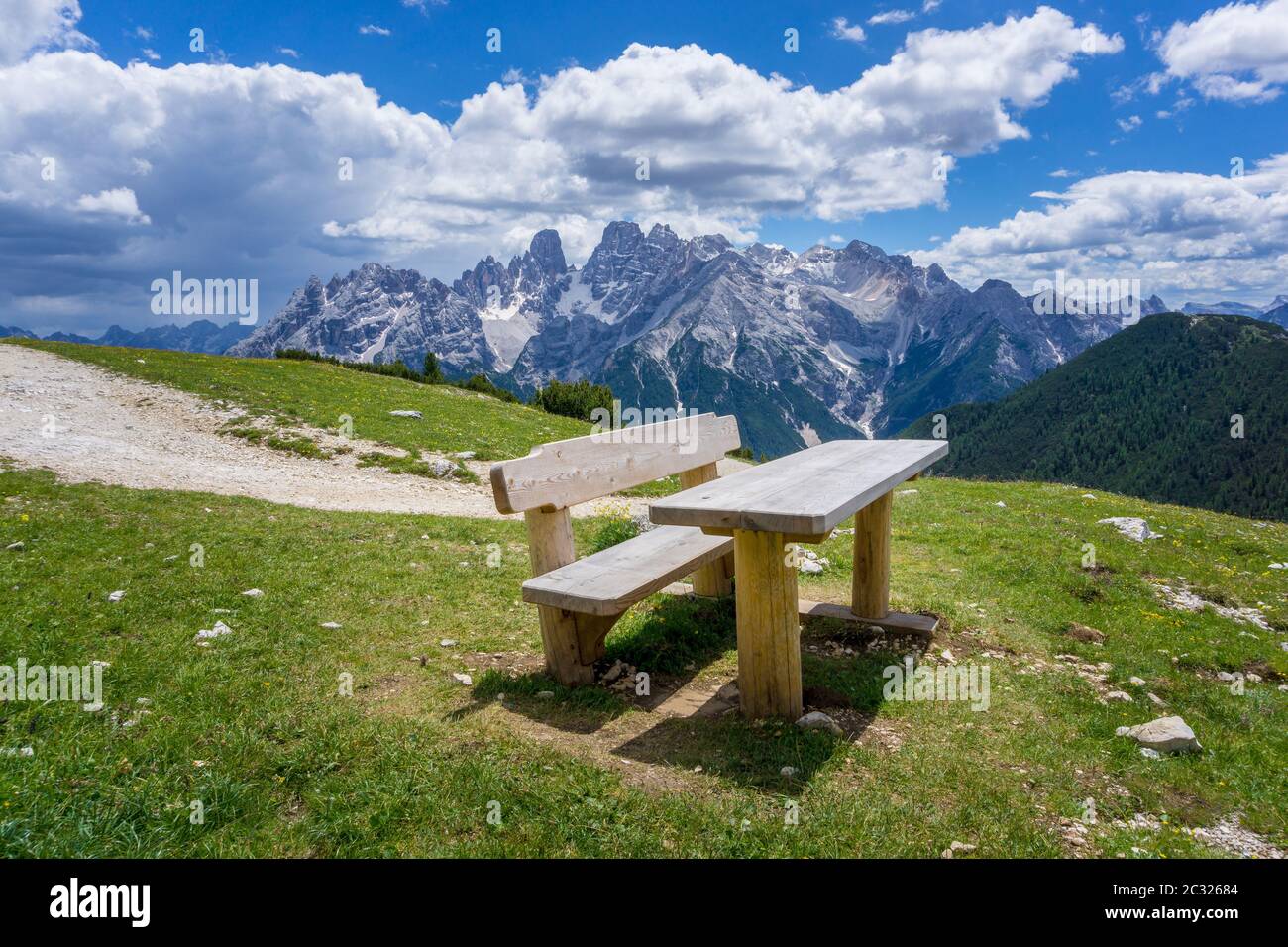 Sitzecke PlÃ¤tzwiese Südtirol Stockfoto