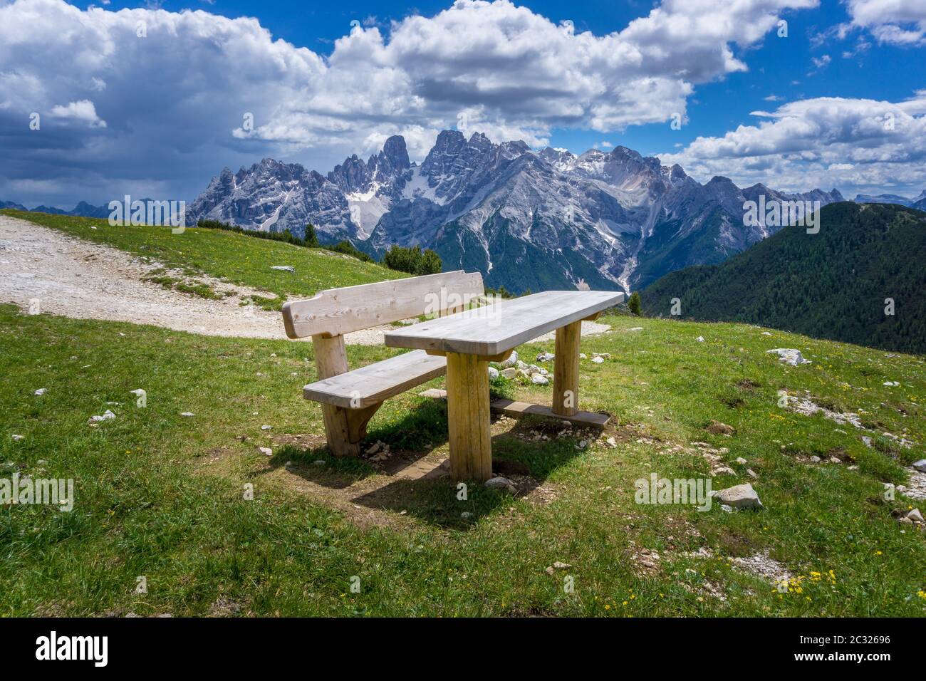 Sitzecke PlÃ¤tzwiese Südtirol Stockfoto