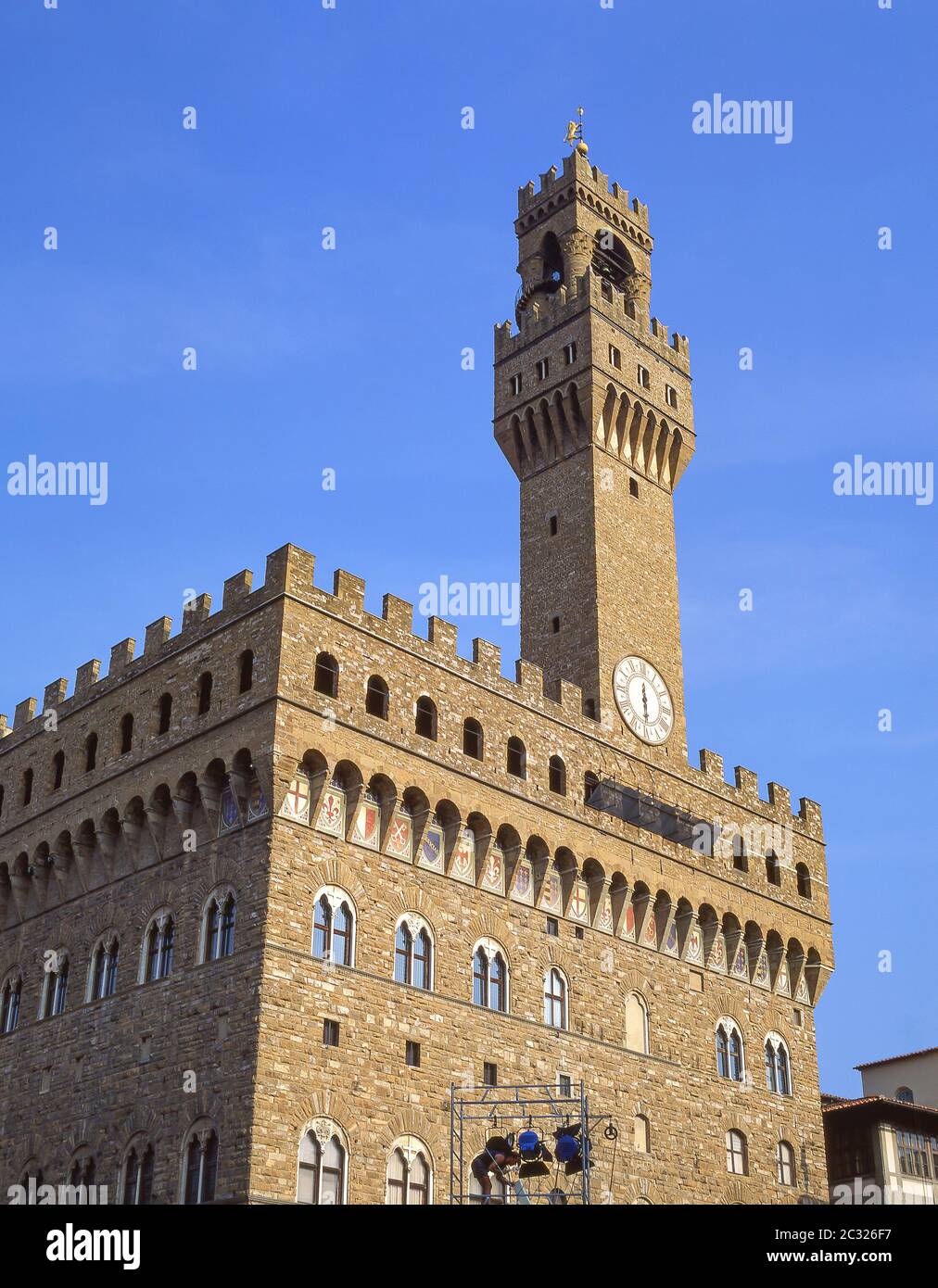 Palazzo Vecchio, Piazza della Signoria, Florenz (Firenze), Toskana Region, Italien Stockfoto