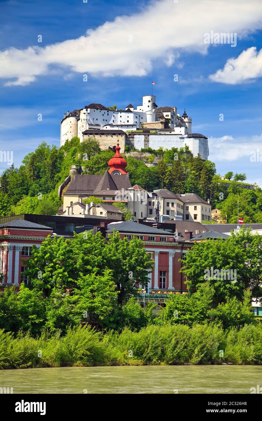 Blick auf die Festung Hohensalzburg, Salzburg Stockfoto