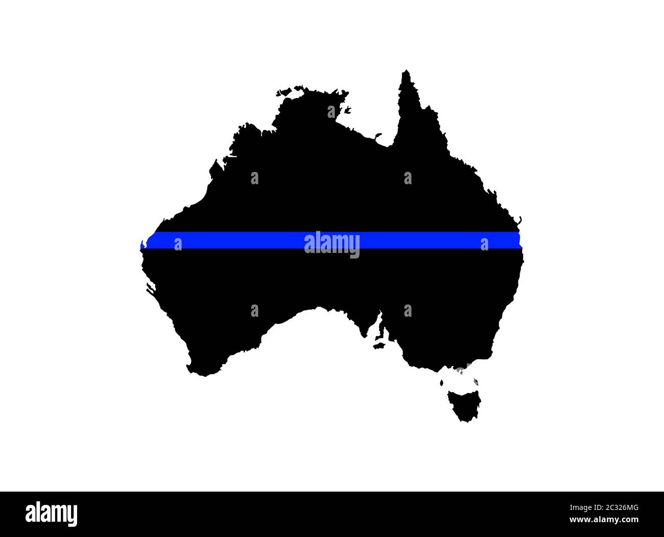Australien Thin Blue Line Flagge Karte Form Stockfoto