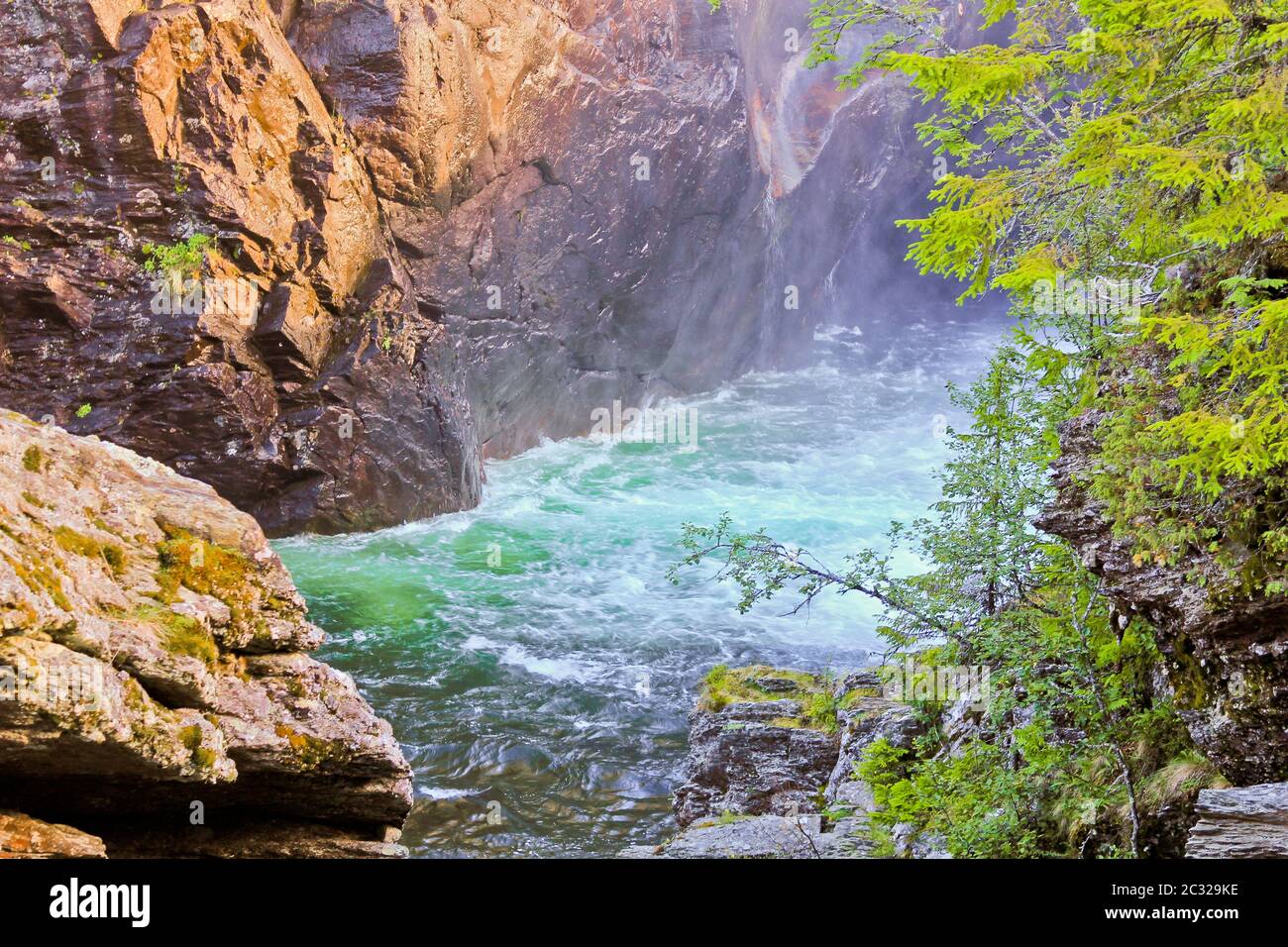 Die schönsten Wasserfall Europas. In Hemsedal, Buskerud, Norwegen Rjukandefossen. Stockfoto