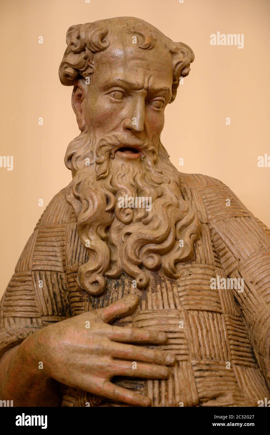 Der heilige Paulus der Eremit. Erste Hälfte des 18. Jahrhunderts. Von einem mitteleuropäischen Bildhauer. Stockfoto