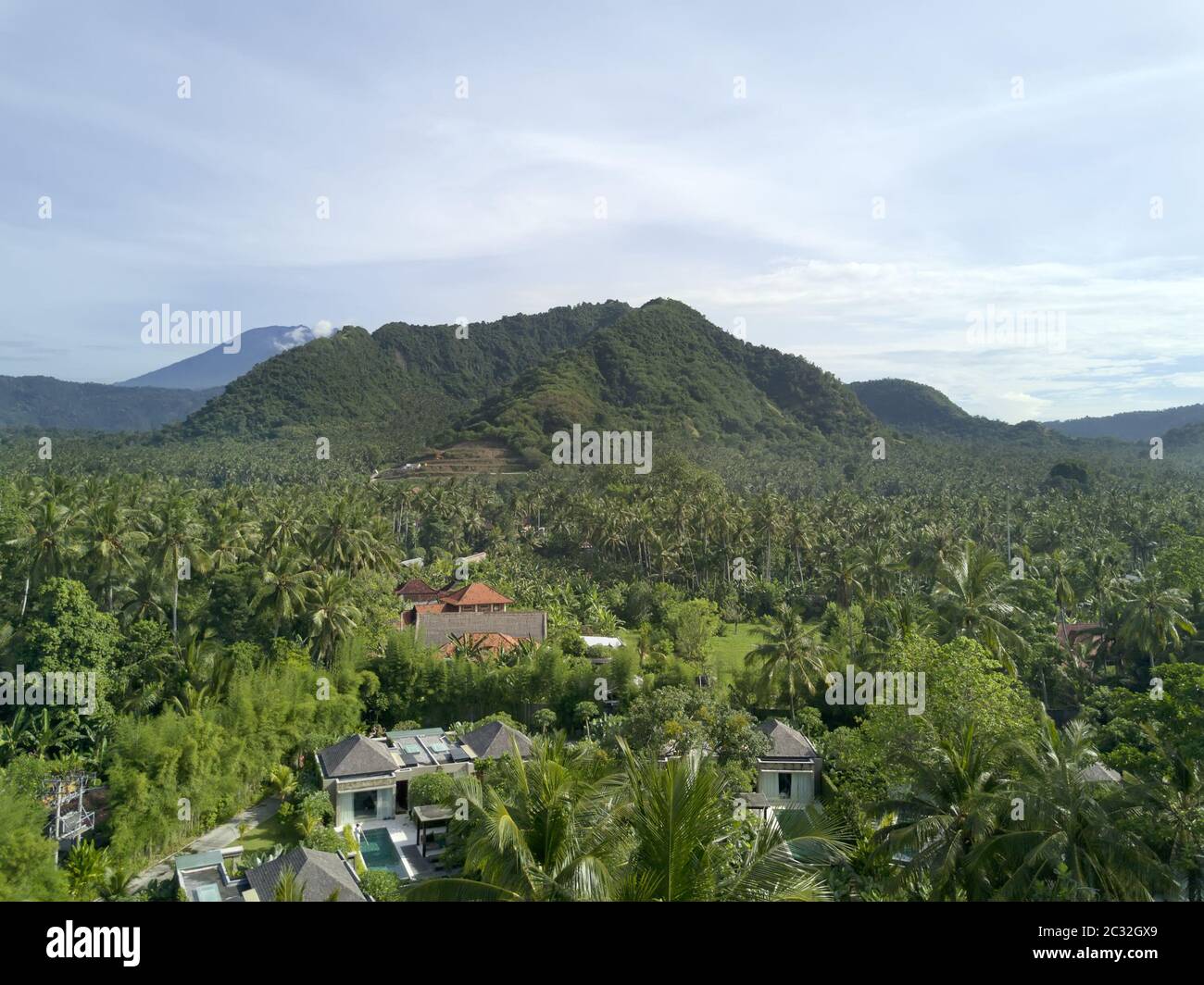 Luftaufnahme von Drohne, Bali - Dschungel und Berg Stockfoto