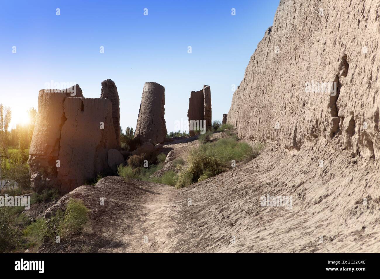 Alte Festung von Choresm auf der Kyzylkum Wüste, Usbekistan Stockfoto