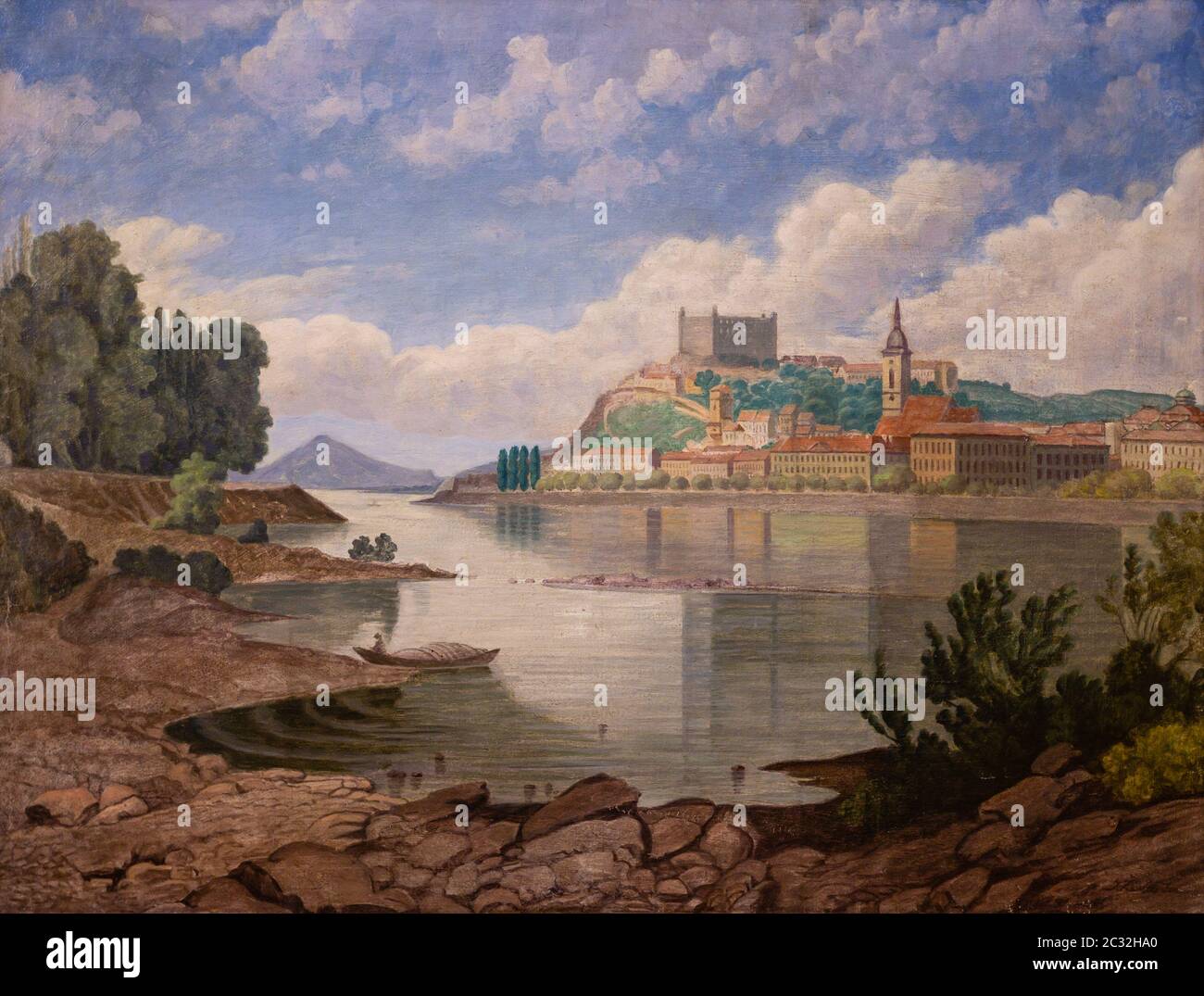 Blick auf Bratislava von Petržalka. 1930-1933. Ivan Žabota (1878 – 1939). Stockfoto