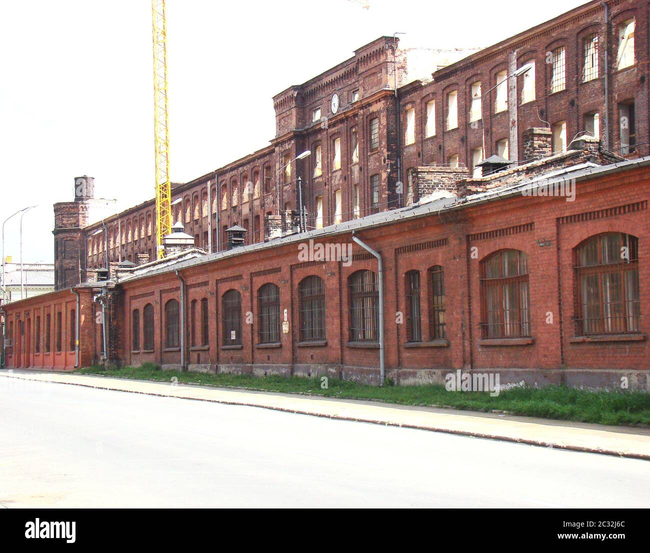 Dies ist ein Teil des alten Stoffgebäudes von Scheibler im berühmten Teil von ÅÃ³dÅº KsiÄ™Å¼y MÅ‚yn Stockfoto