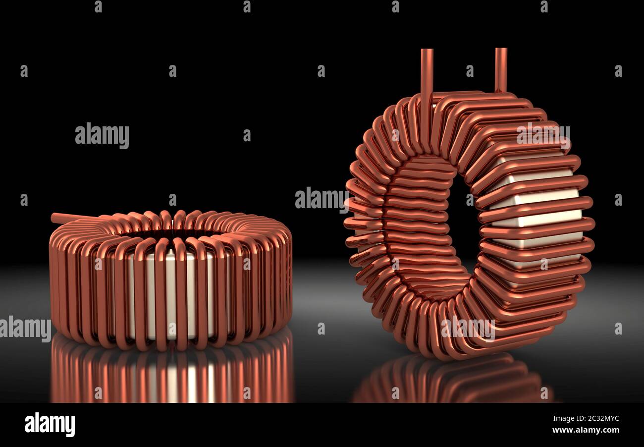 Ferrit Ringkern Induktivität für Schaltnetzteil. 3D-Rendering. Stockfoto