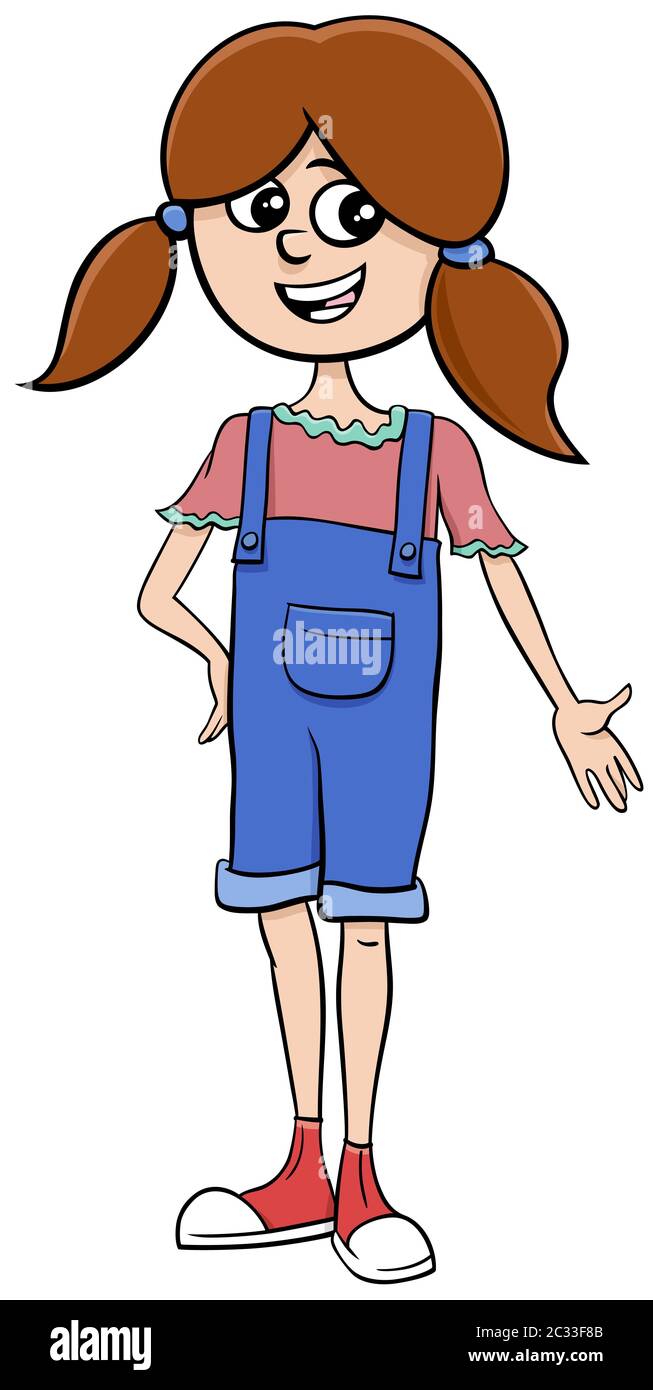 Lustige teen Mädchen Charakter Cartoon Illustration Stockfoto