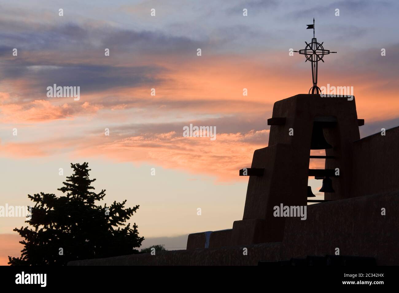 Katholische Kirche der Muttergottes von Guadalupe, Taos, New Mexico, USA Stockfoto