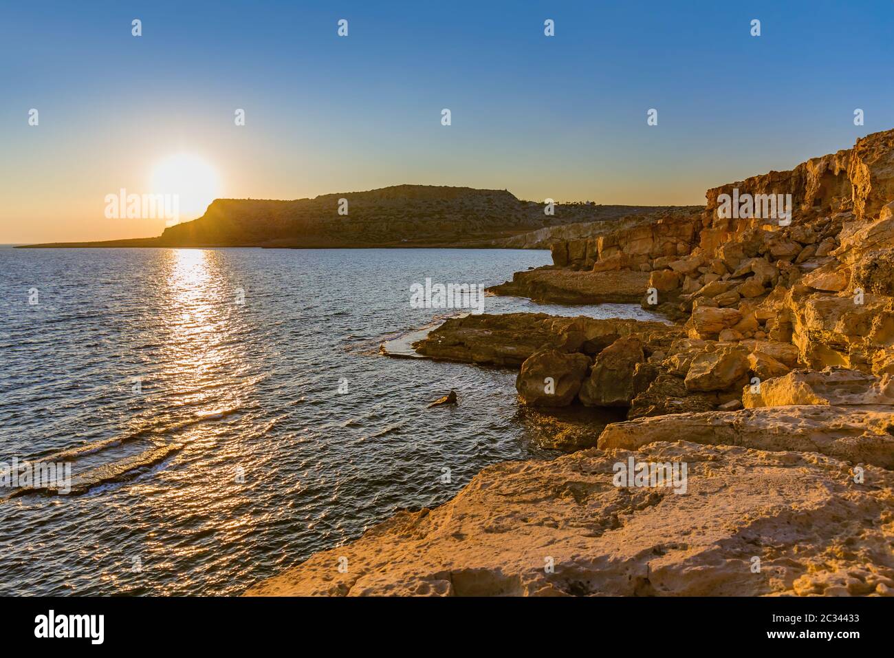 Kap Greco auf Zypern bei Sonnenuntergang Stockfoto