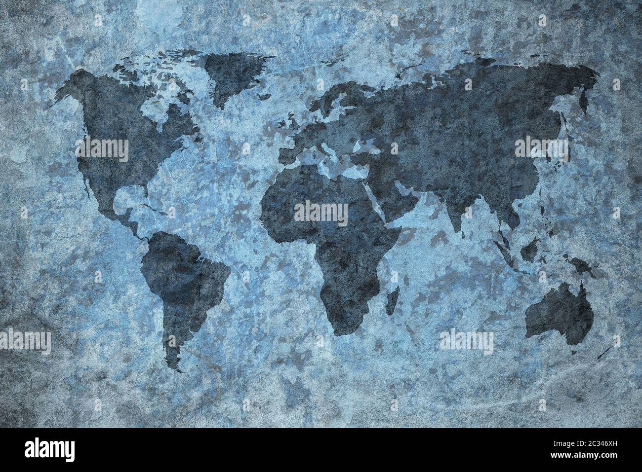 Grunge-Karte der Welt Stockfoto