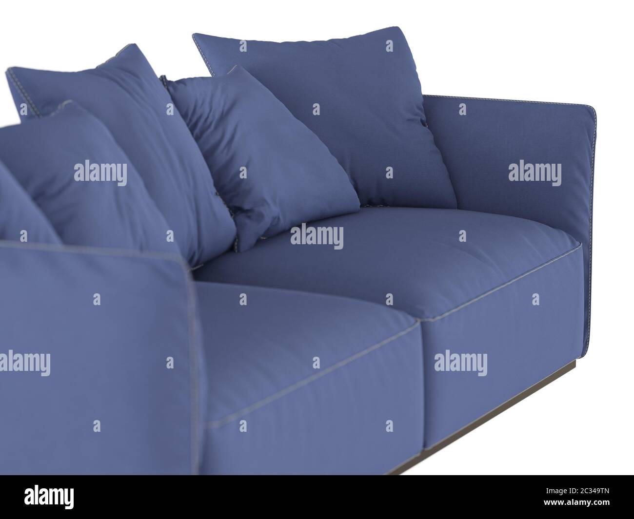 Blaues weiches Sofa mit Kissen Stockfoto