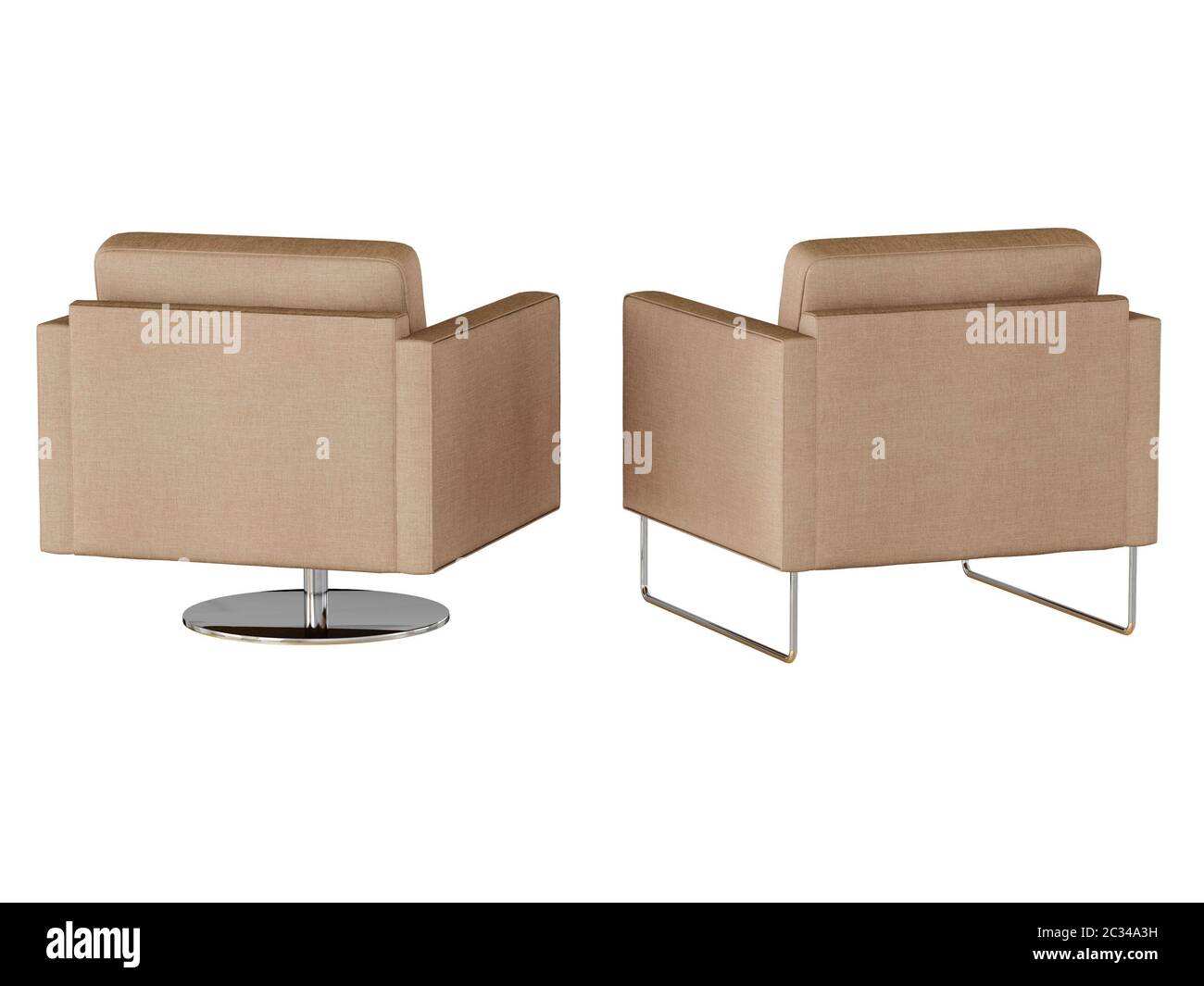 Sessel aus zwei Stoffen, 3D-Rendering Stockfoto