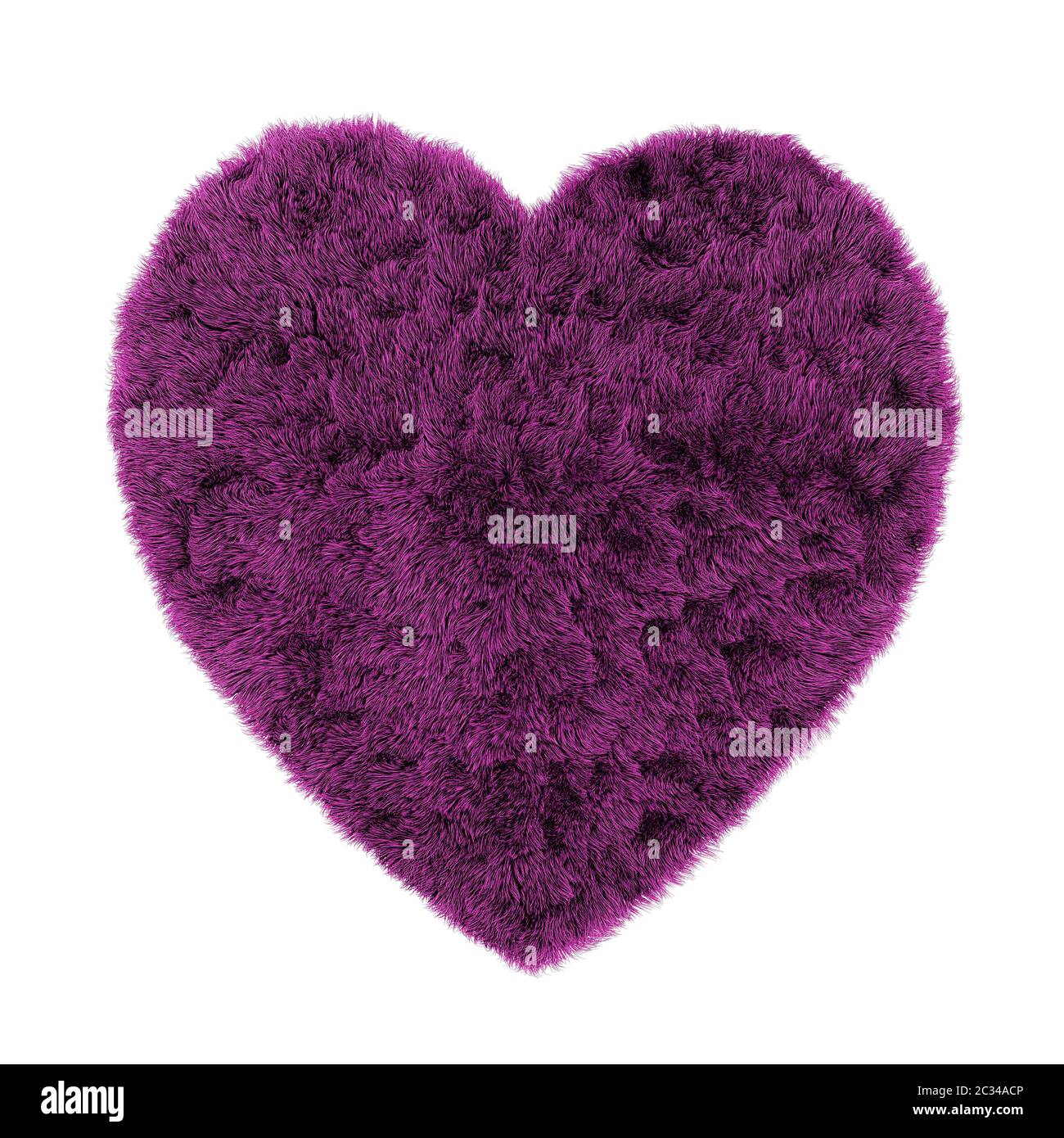 Lila Teppich in Form eines Herzens aus Wolle isoliert Hintergrund 3d Stockfoto
