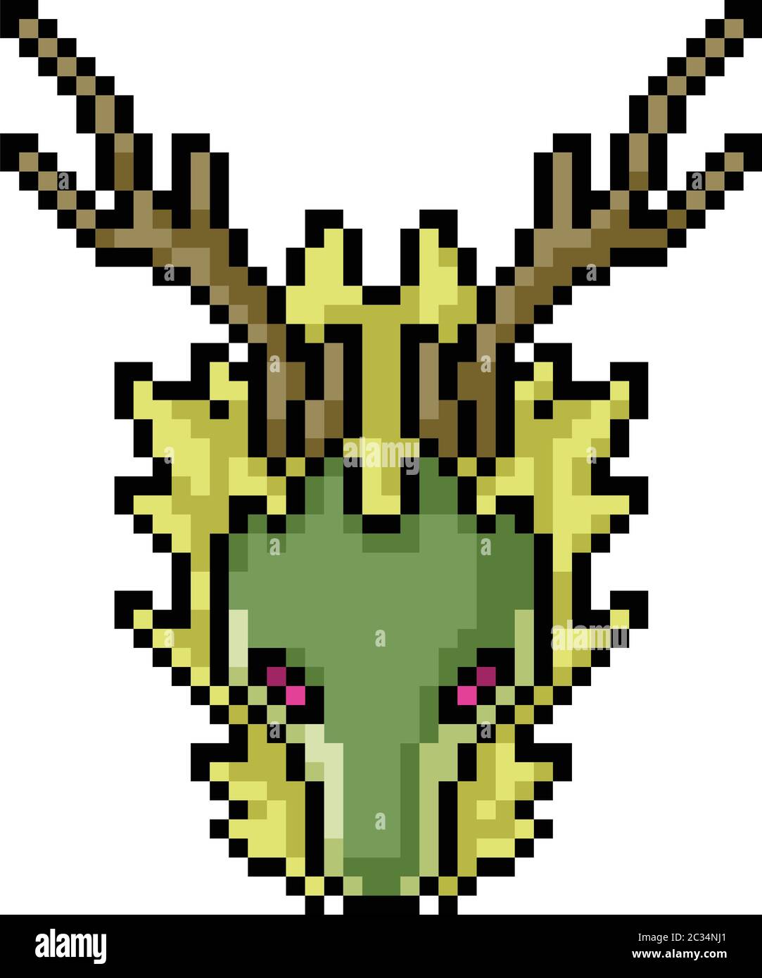 Vektor Pixel Kunst Drachen Kopf Isoliert Cartoon Stock Vektorgrafik Alamy
