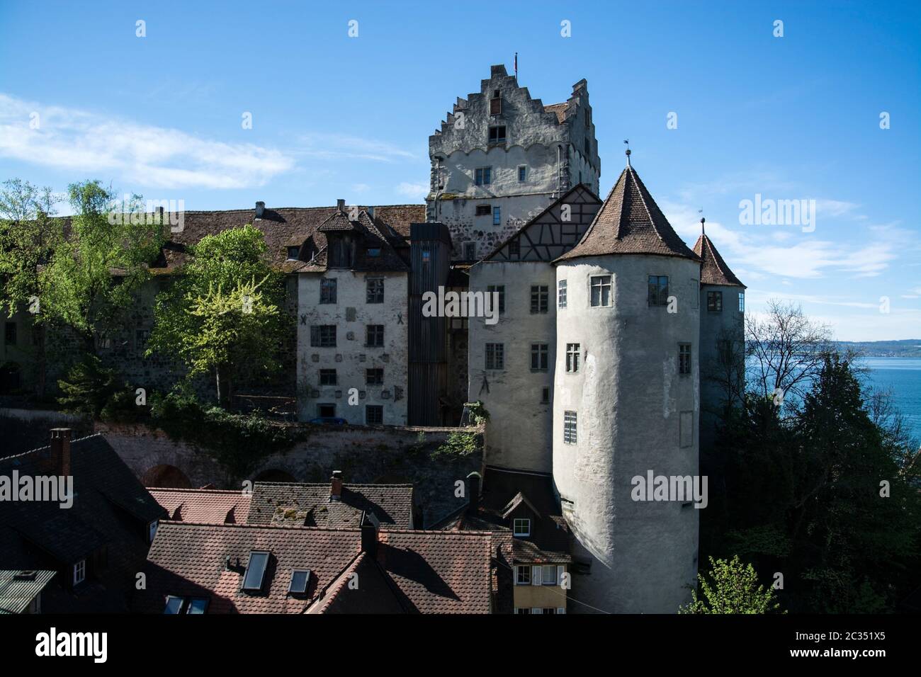 Meersburg, auch bekannt als die Alte Burg in Meersburg am Bodensee ist die älteste bewohnte Burg Deutschlands. Stockfoto