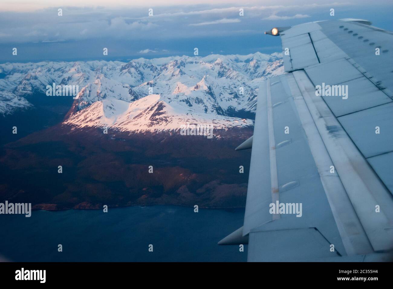 Im Flugzeug bei Ushuaia Stockfoto