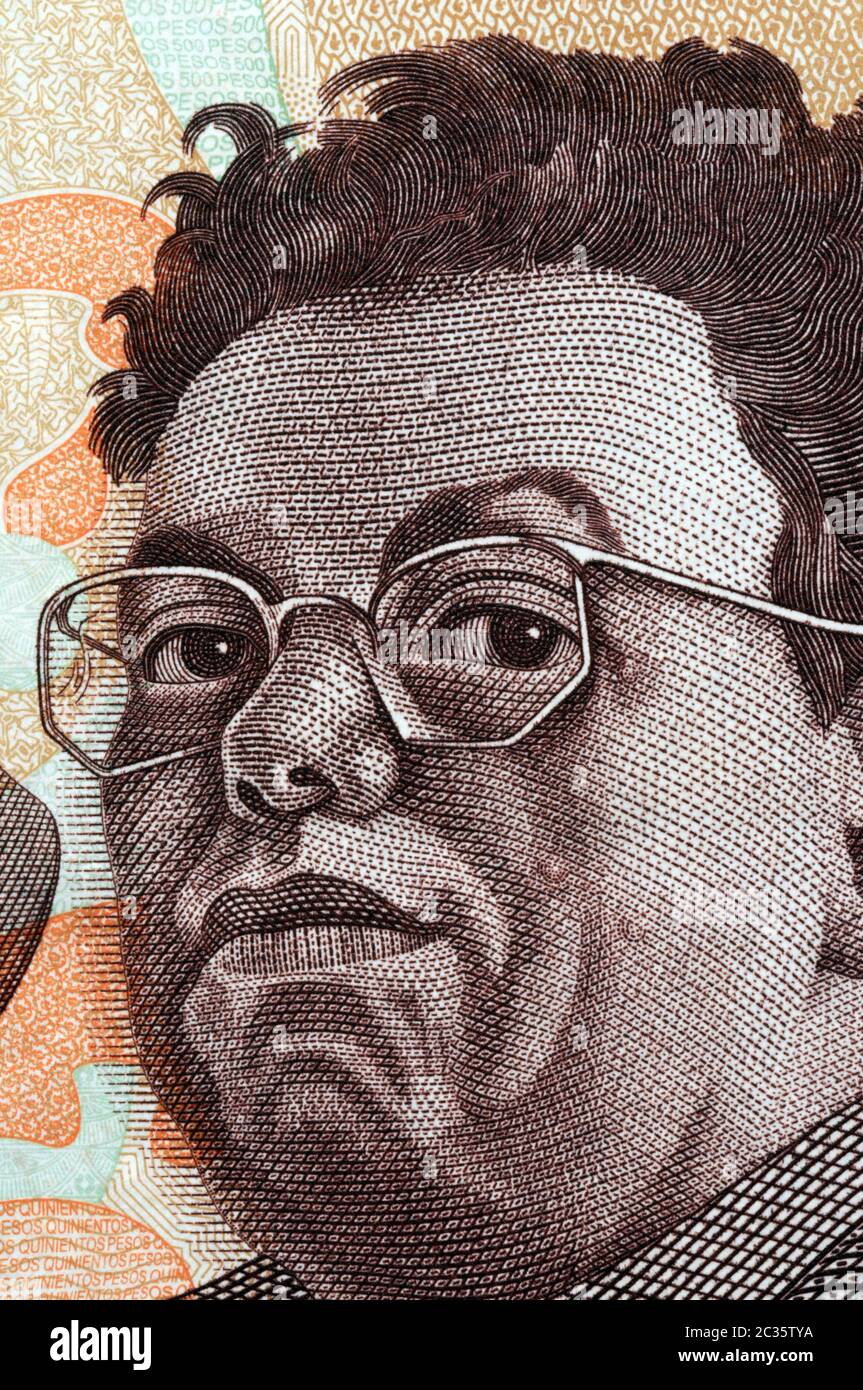 Porträt von Diego Riviera auf mexikanischer Banknote Stockfoto