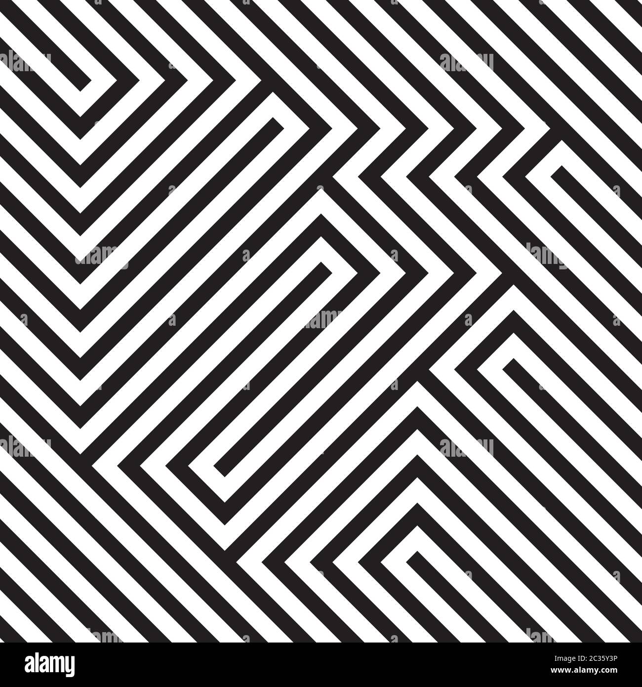 Optische Illusion diagonalen schwarz-weiß Muster, moderne op Art geometrische abstrakte Hintergrund. Vektorgrafik Stock Vektor