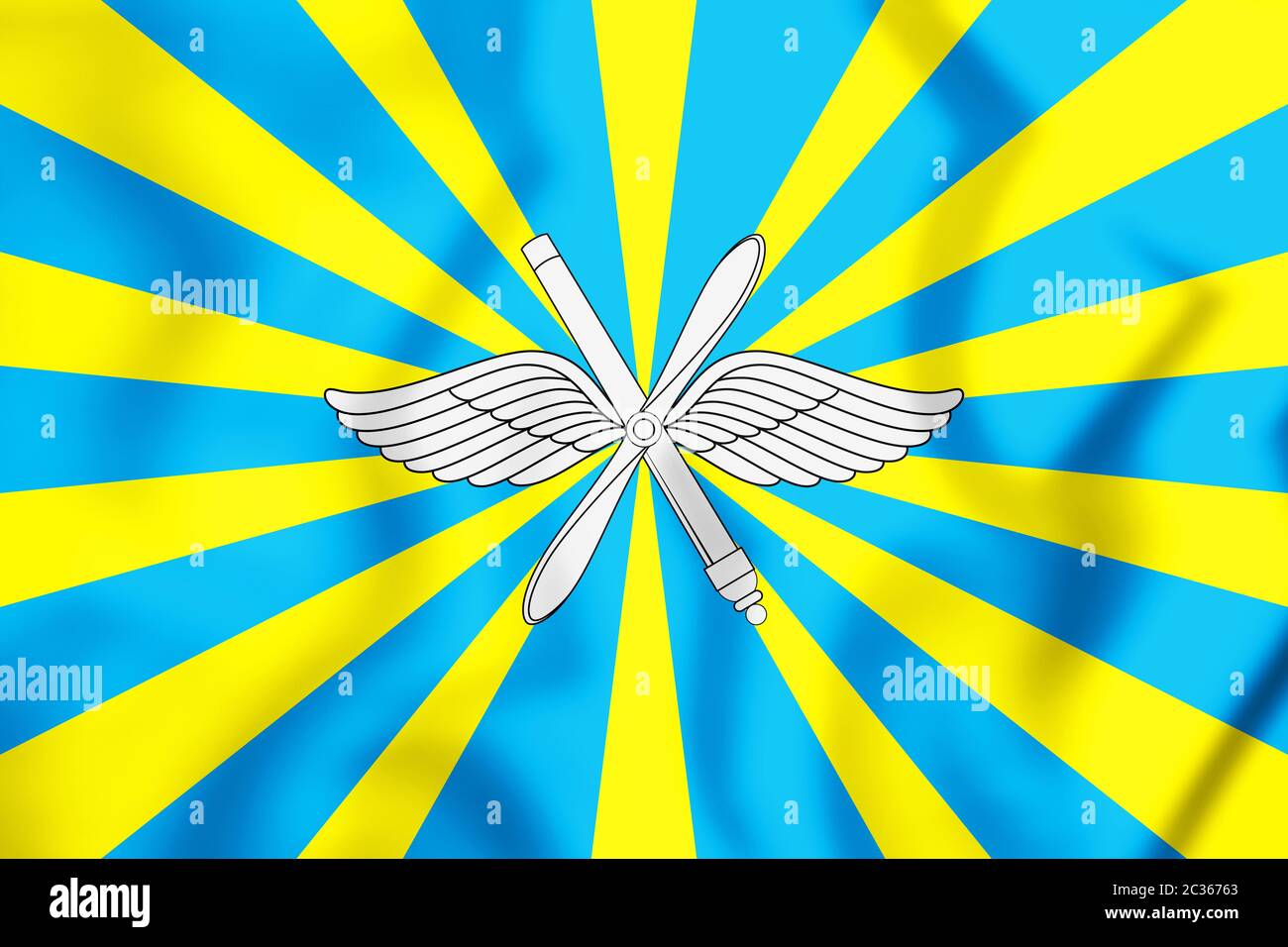 3D-Flagge der Luftwaffe der Russischen Föderation. 3D-Darstellung. Stockfoto