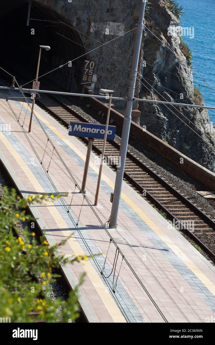 Bahnhof von Manarola, Cinque Terre Stockfoto