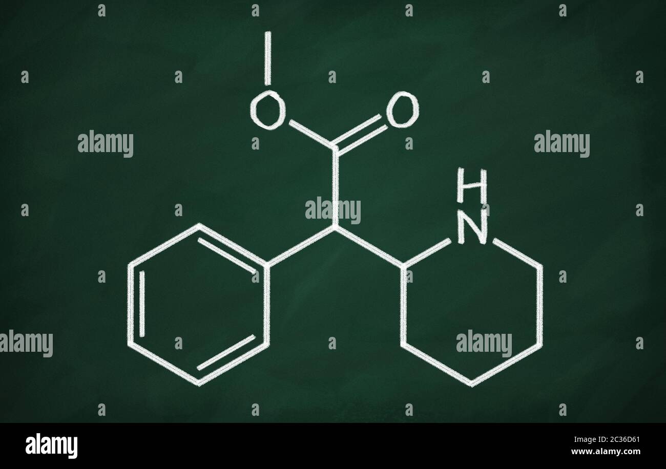 Strukturmodell von Methylphenidat auf die Tafel Stockfotografie Alamy