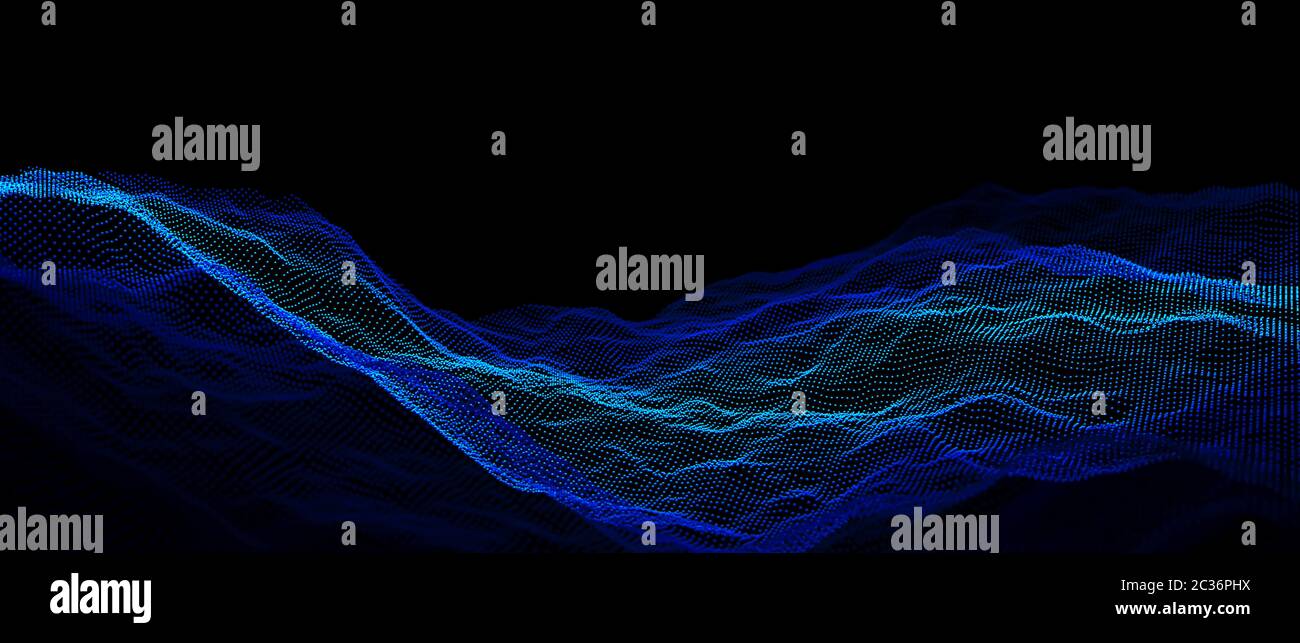 3D-Bild rendern einer gestrichelten wave Hintergrund auf Schwarz. Stockfoto