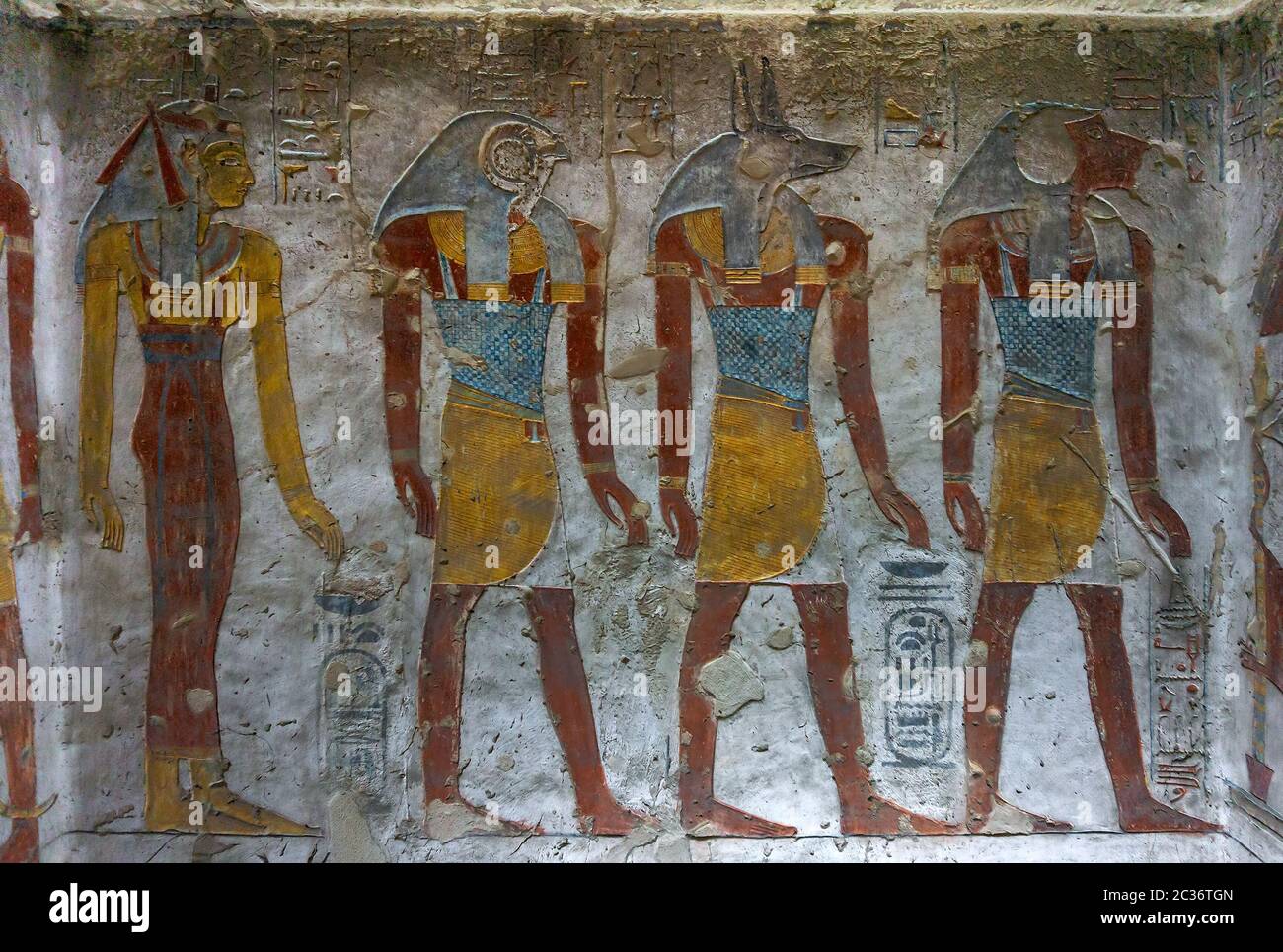 altägyptisches Schnitzfarbenbild Stockfoto