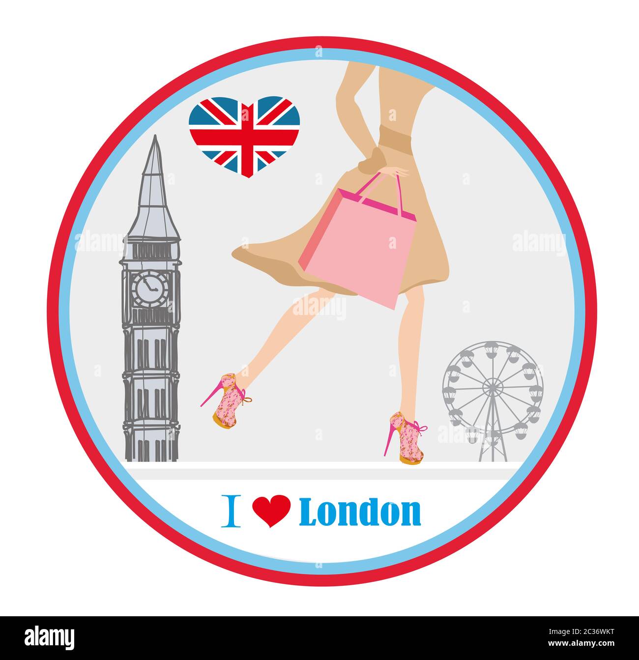 Frau shopping in London - Karte Stockfoto