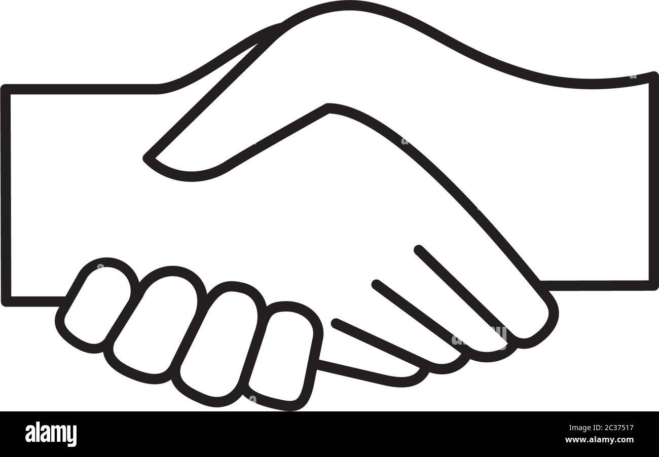 Symbol für Handshake-Vektorlinie. Symbol für den Vertragsumriss. Stock Vektor