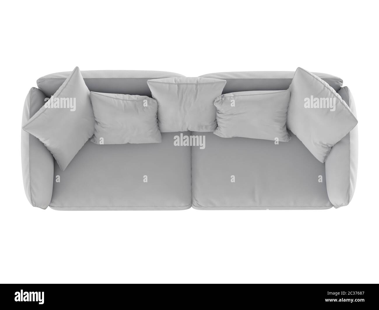 Graues weiches Sofa mit Kissen Stockfoto