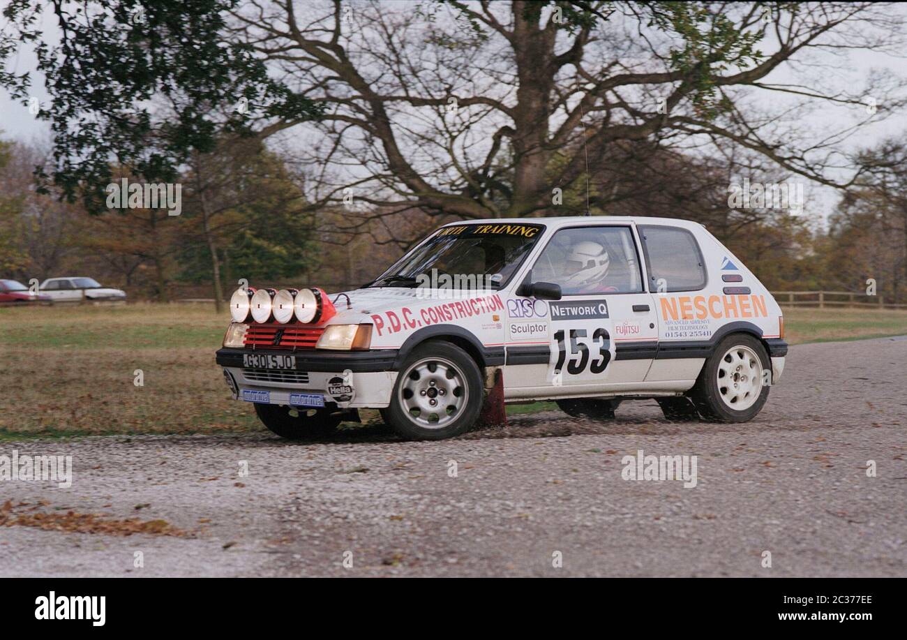 1996, Peugeot 205 Rally Car, West Yorkshire, Großbritannien Stockfoto