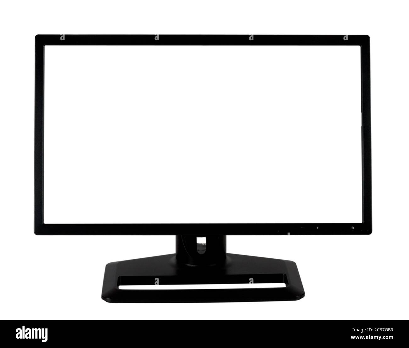 Schwarzer Computer-LCD-Monitor auf weißem Hintergrund isoliert Stockfoto