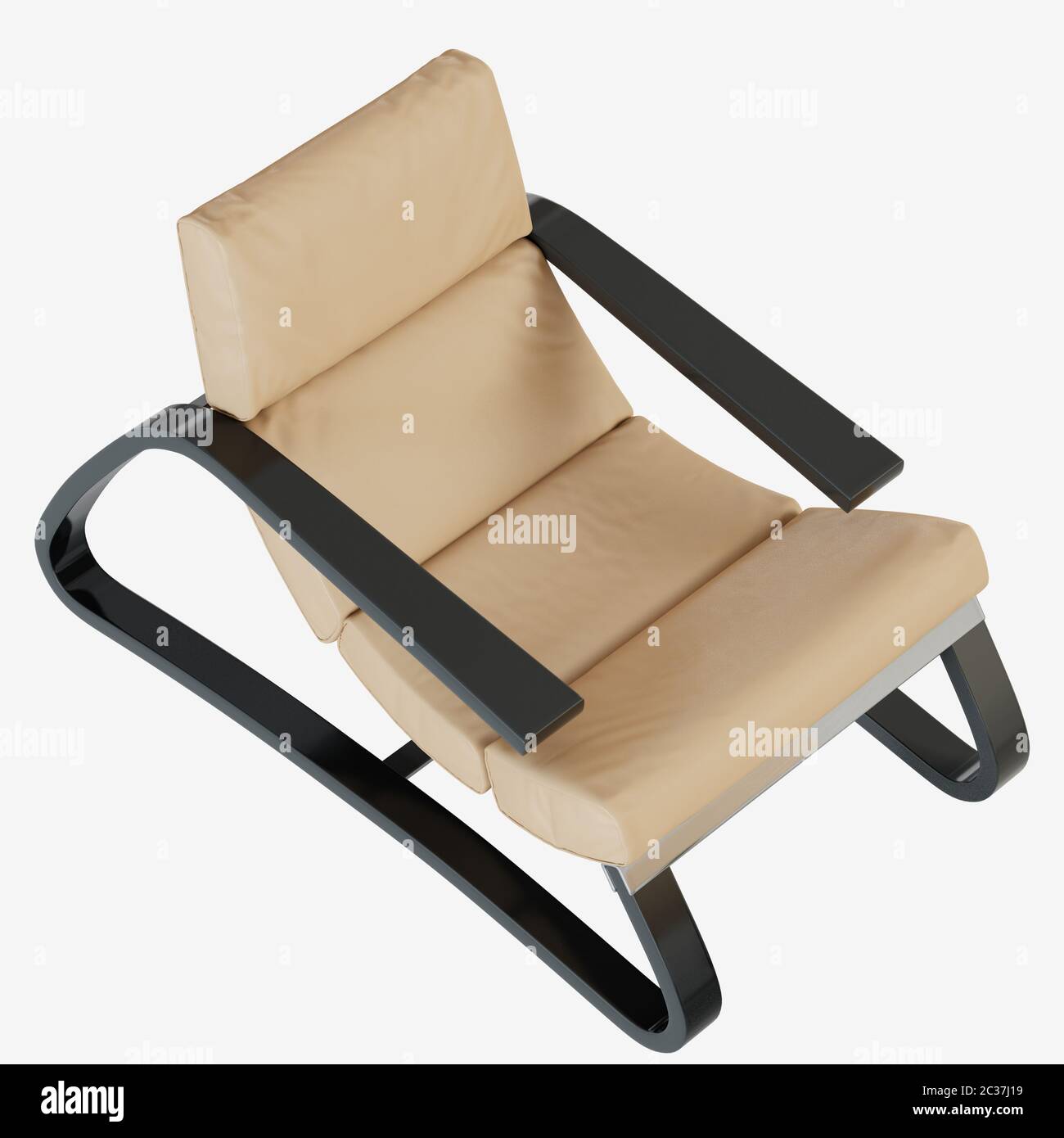 Lounge-Lounges und stehen für Beine und Leder auf weißem Hintergrund 3D-Rendering Stockfoto