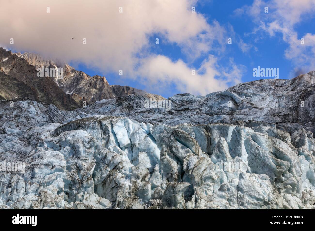 Argentiere Gletscherblick, Chamonix, Mont-Blanc-Massiv, Alpen, Frankreich Stockfoto