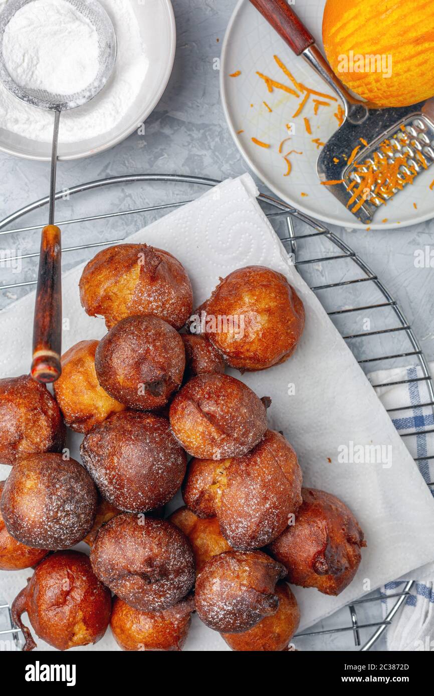 Französische Donuts Beignet. Stockfoto