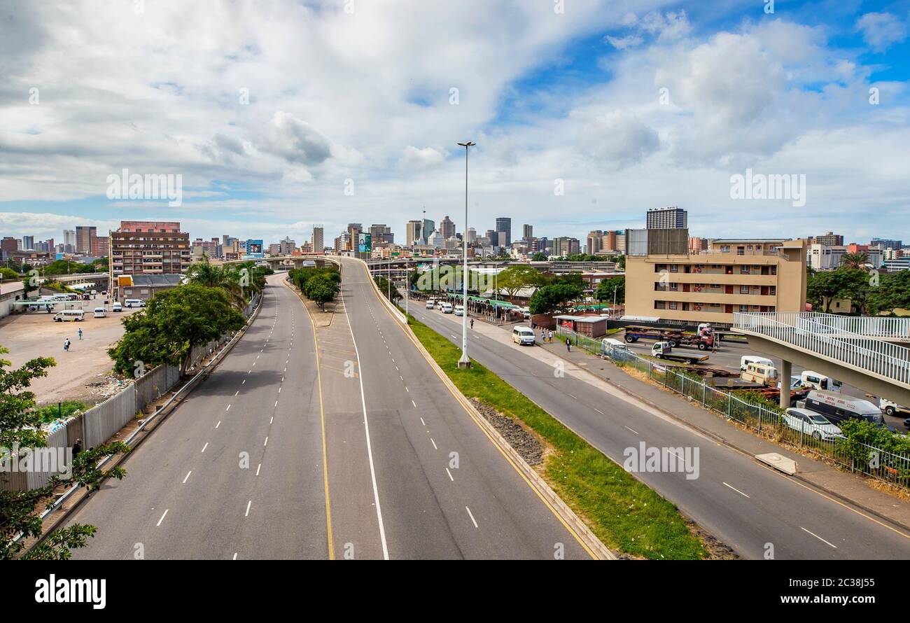 Das CBD von Durban wurde unter Verschluss vom Corona Virus in Südafrika gesehen Stockfoto