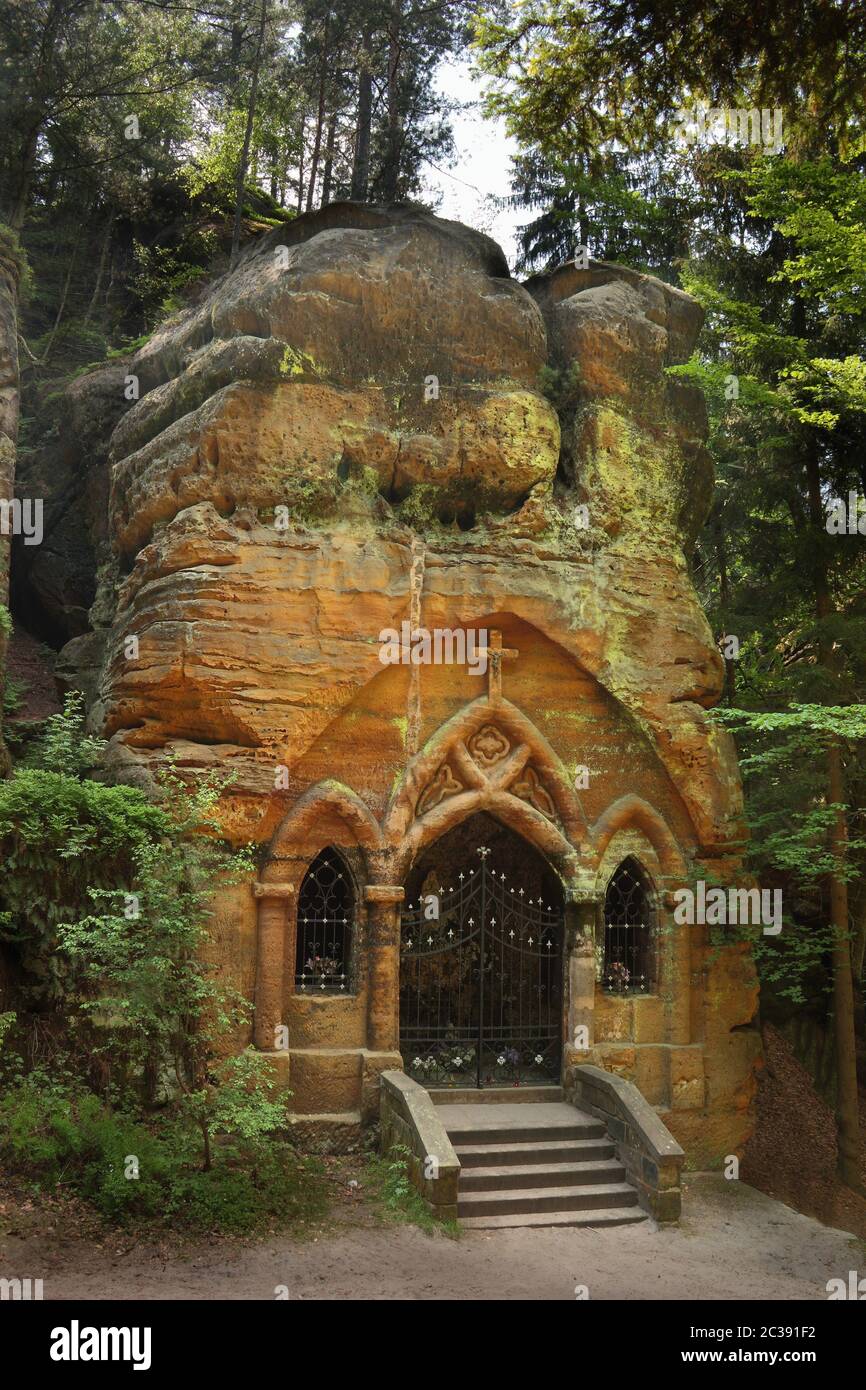 Tempel geschnitzt aus dem Sandstein Stockfoto