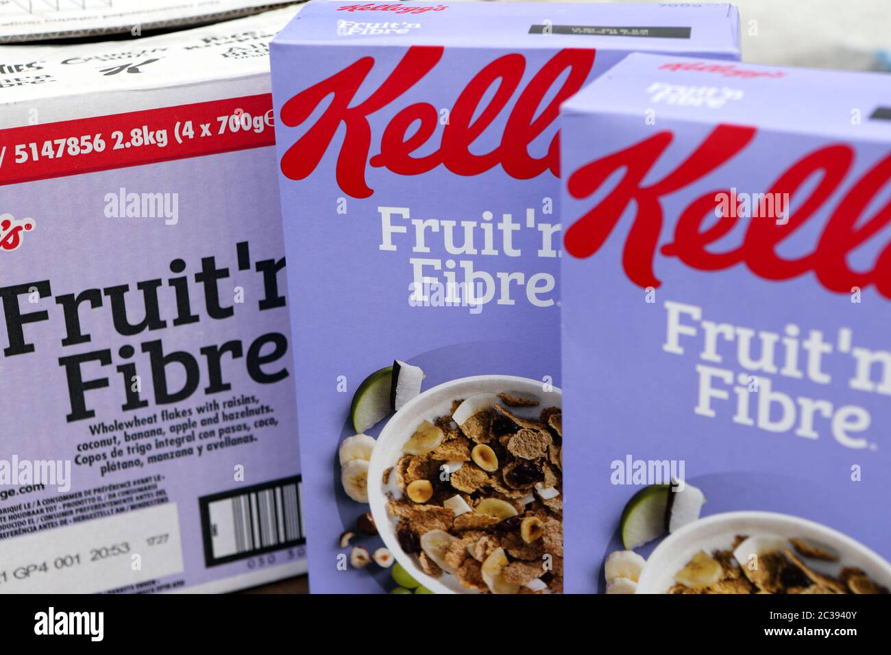 Kellogg's Fruit 'n Fiber Frühstücksflocken Stockfoto