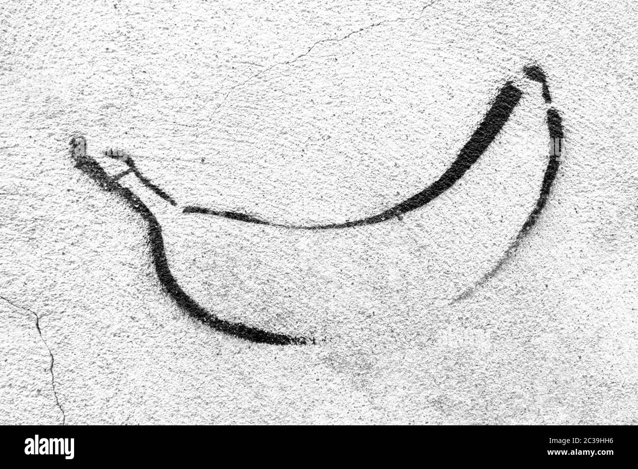 Bananengraffiti an der Wand Stockfoto