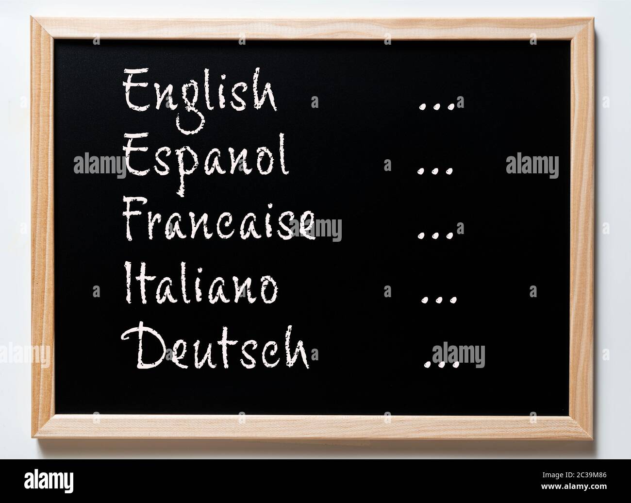 Eine Tafel mit einigen europäischen Sprachen Stockfoto