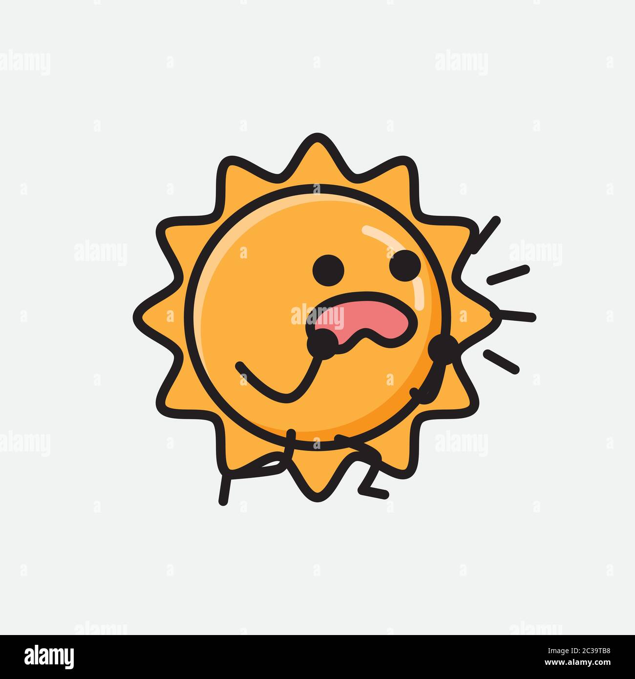 Eine Illustration von niedlichen Sonne Maskottchen Vektor-Charakter in flachem Design-Stil Stock Vektor