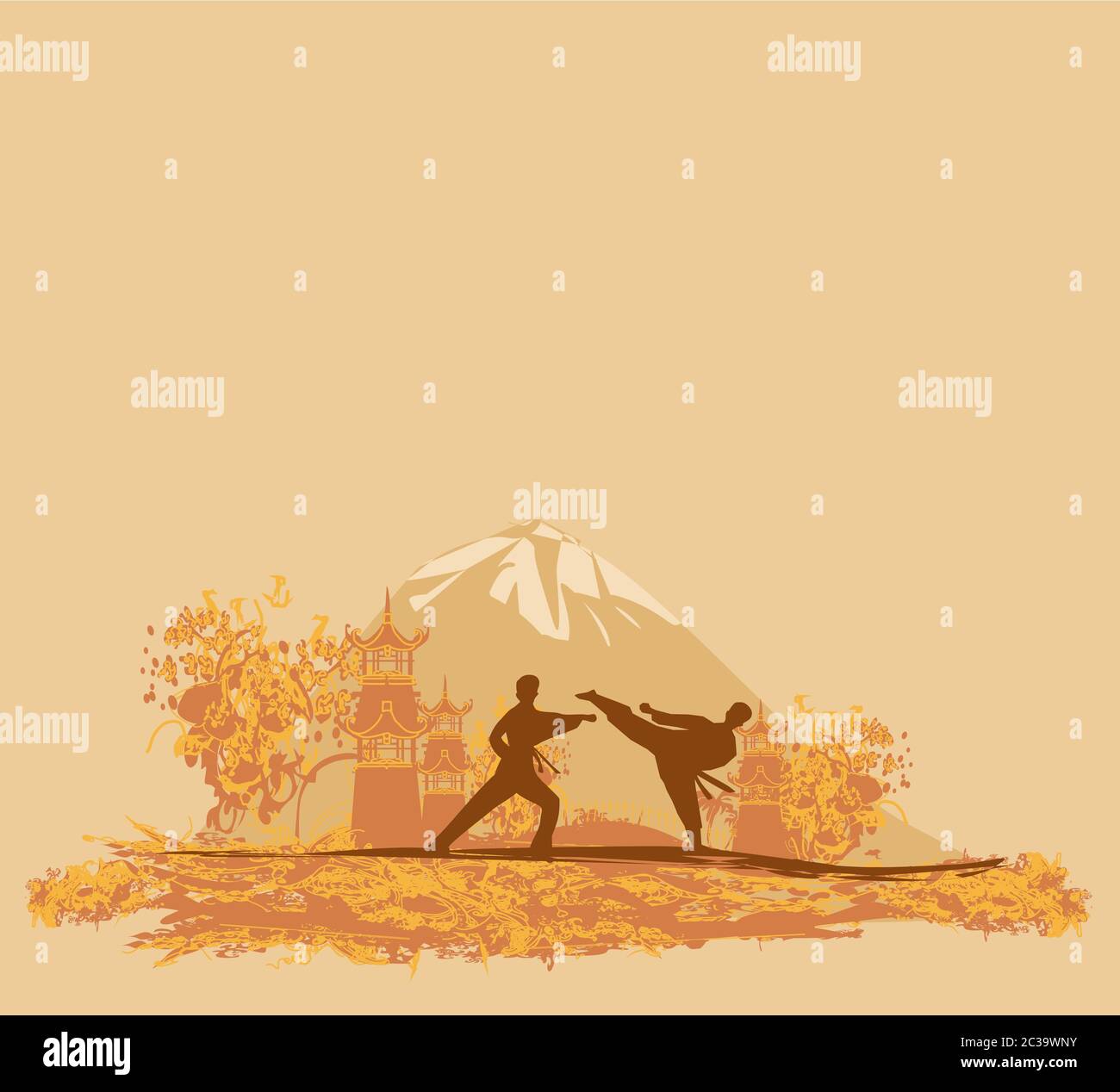 Karate Berufe - Grunge braunen Hintergrund Stockfoto