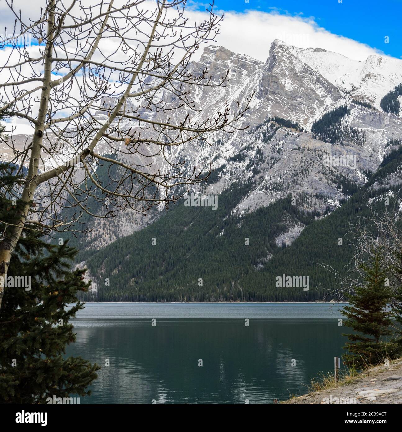 Lake Minnewanka Lake, ein Gletschersee im Banff National Park, Alberta, Kanada Stockfoto