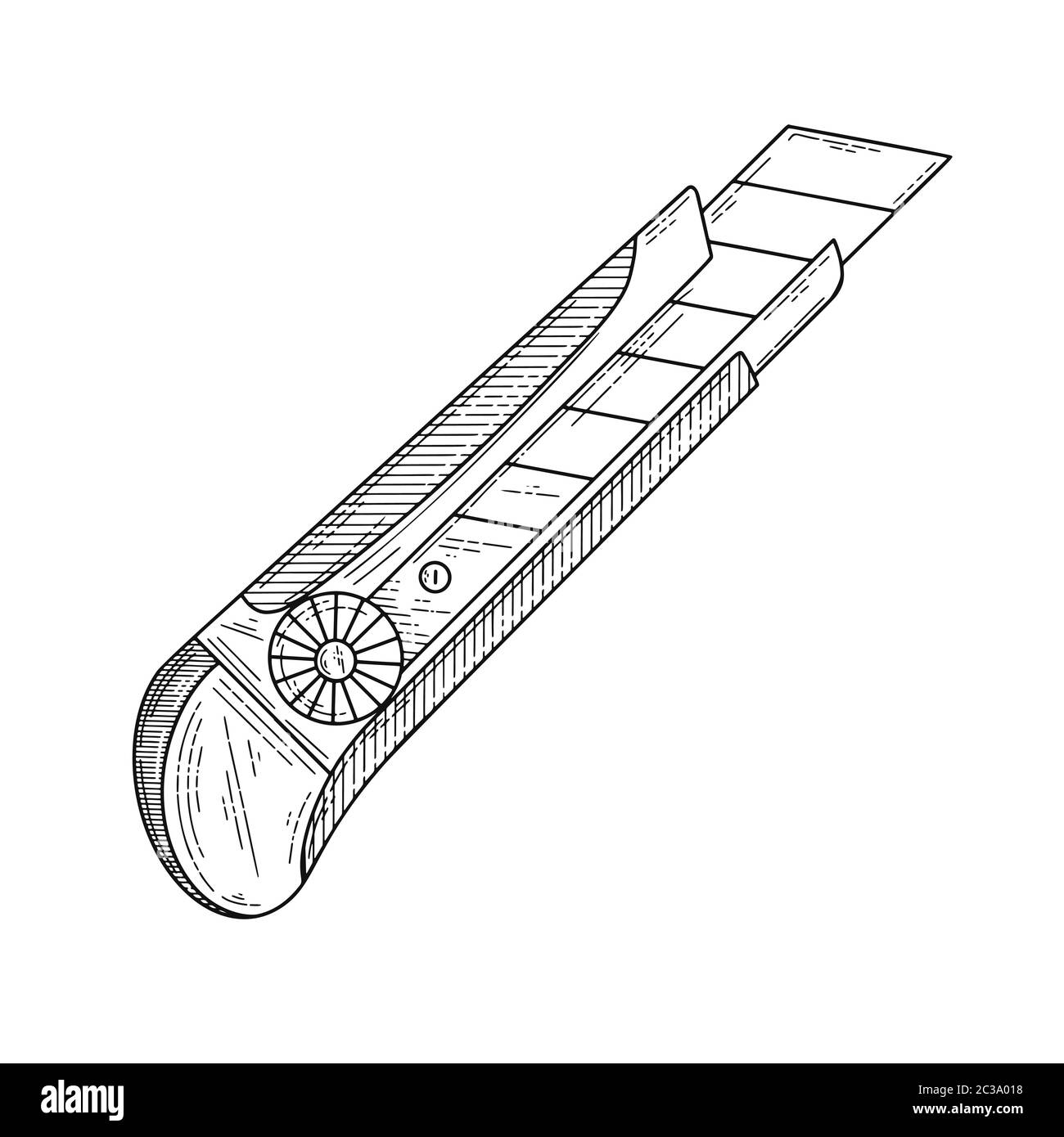 Schreibwarenmesser isoliert auf weißem Hintergrund. Vektorgrafik Stock Vektor