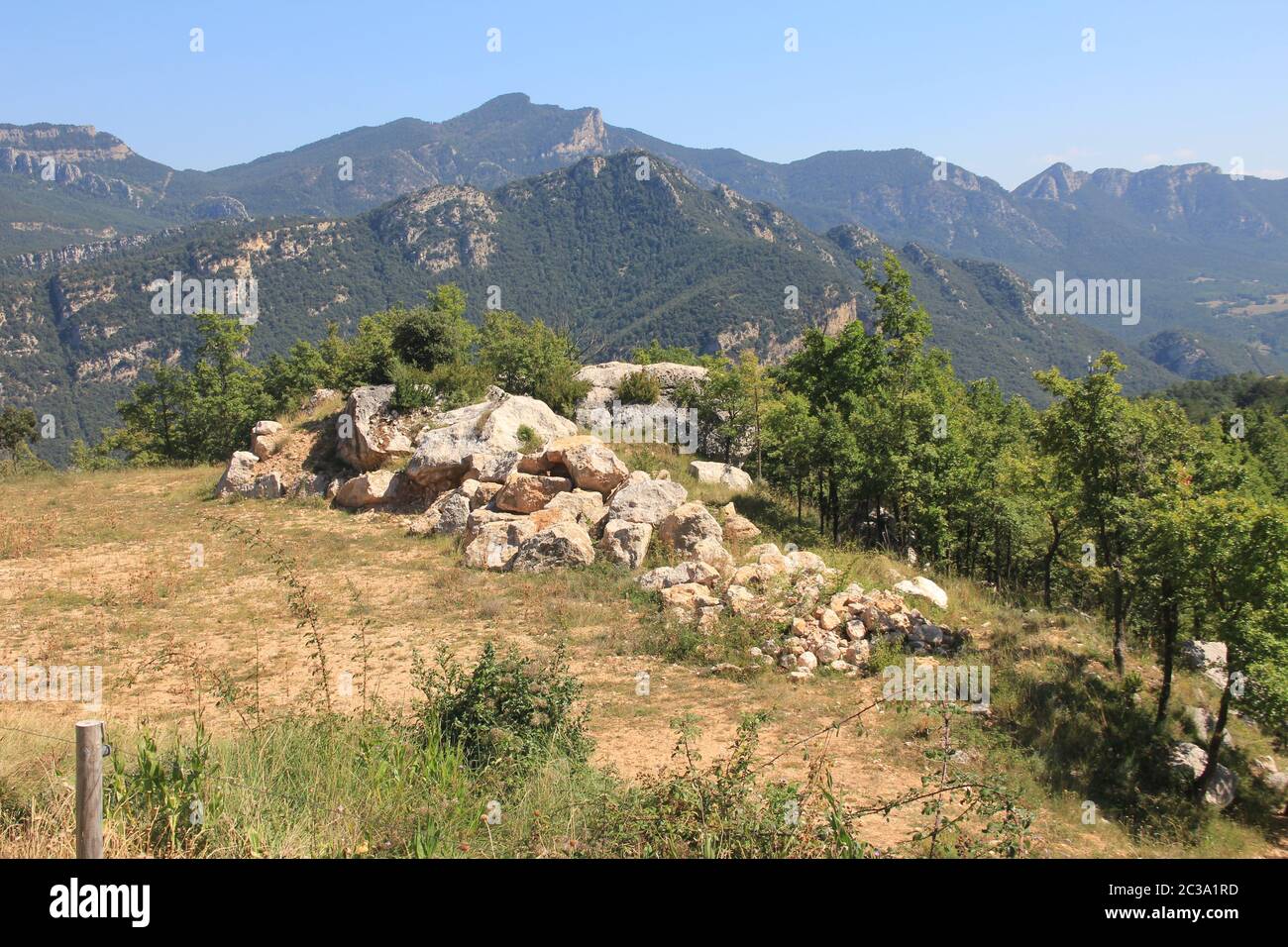 Pi de les Tres Branques und Pre-Pyrenees Stockfoto